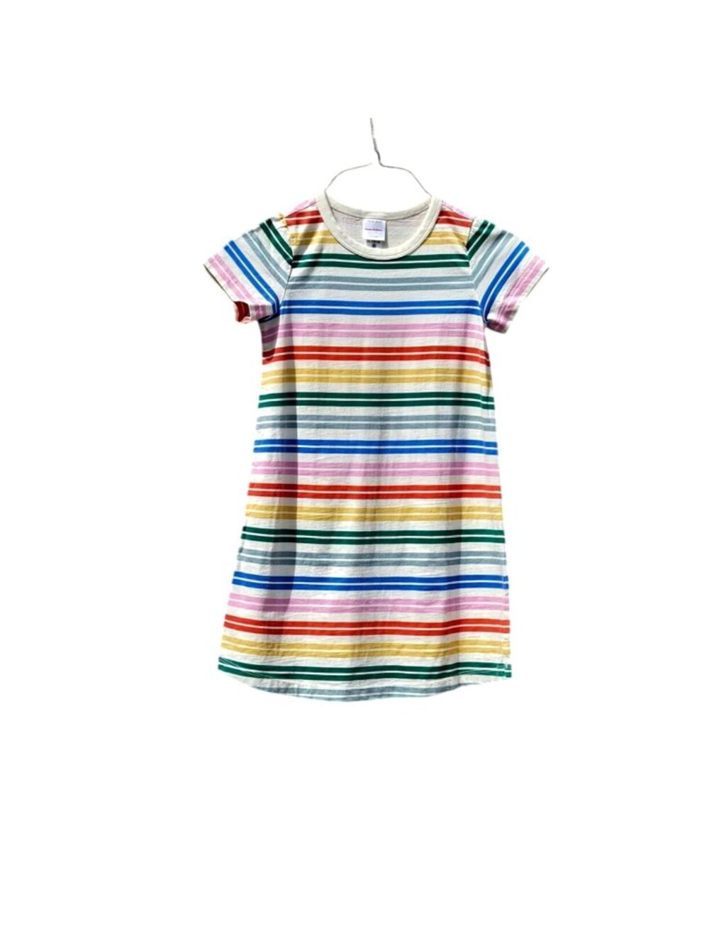 Hanna Andersson Girls Dress Cotton Stripes Short Sleeve Tag 6-7 Fits 5-6 New